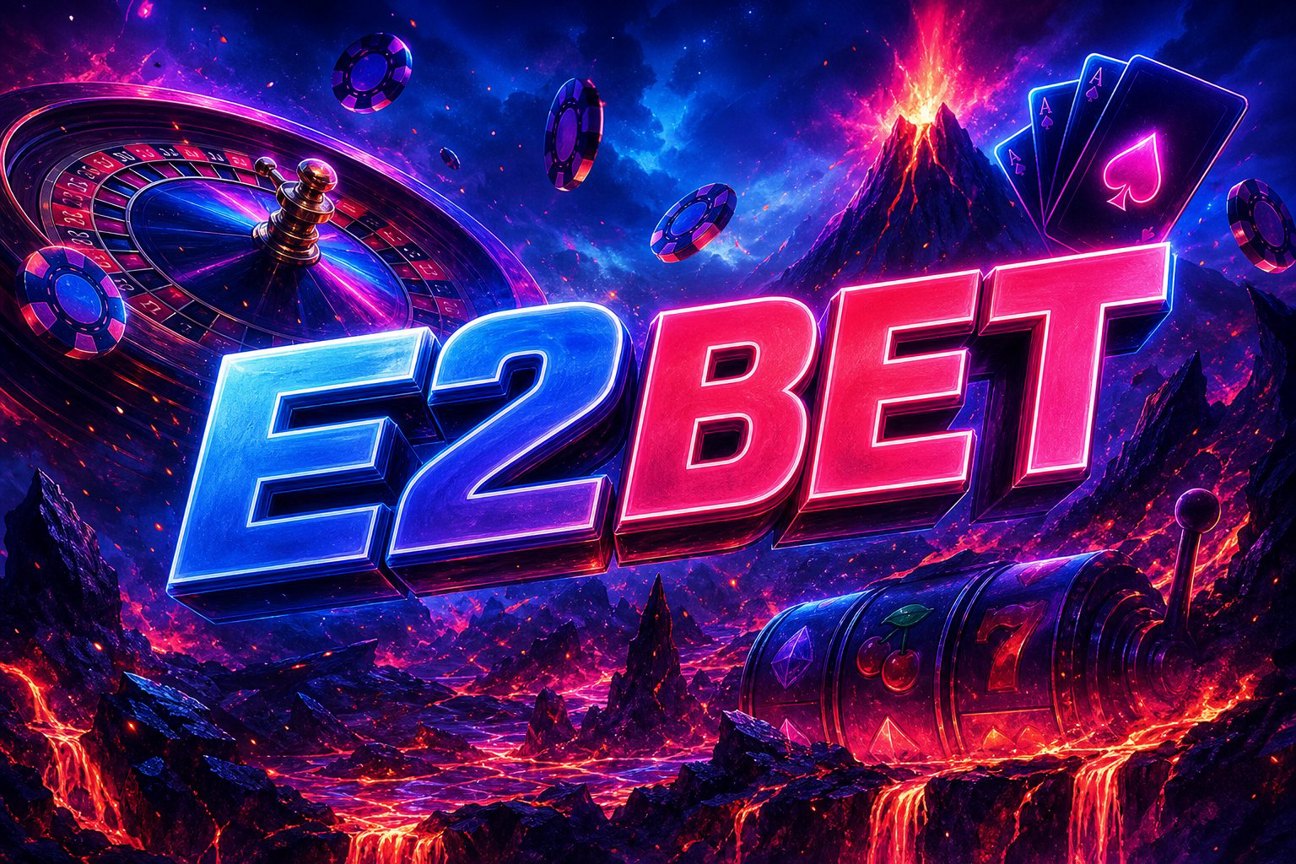 Giao diện trang chủ E2BET với các bước đăng ký và ưu đãi tân thủ